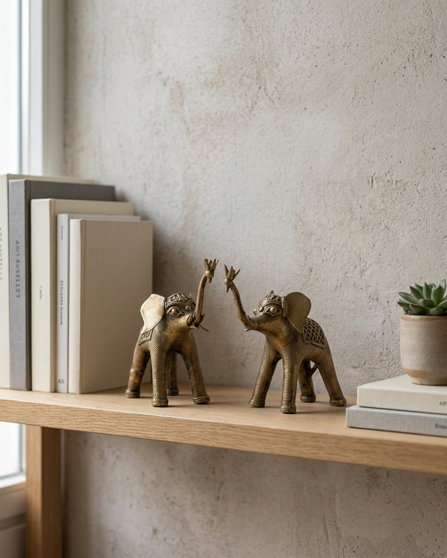 Elephant Pair — Dhokra brass figurine